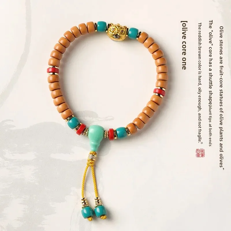 اليدوية الزيتون دلو الخرز سوار المرأة نمط المغنيسيوم خام أعلى حبة سوار مباشرة حبة قطع الذهب الوحش برميل #2