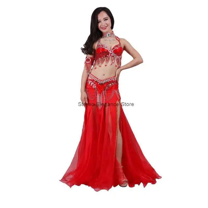 Women\'s Belly Dance Costume Three Piece Set Eastern Dance Costume Indian Dance Costume Stage Performance Costume