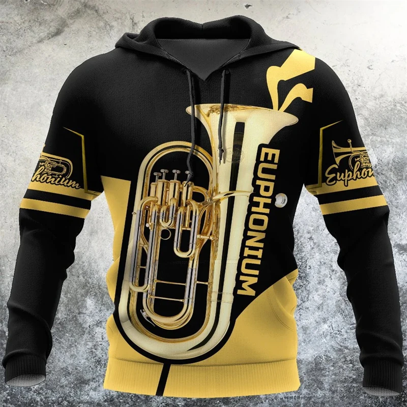 3D Printed Instrument Tuba Cornet Graphic Hoodies Women Men Fashion Casual New In Hoodies/Sweatshirt Music Lover Y2k Clothing