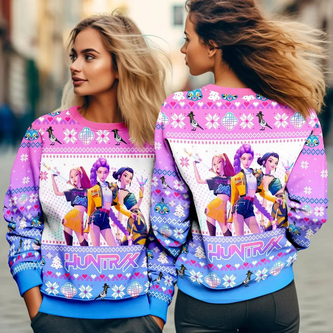 عيد الميلاد هنتركس الأطفال سترة قبيحة بكسل الفتيات عيد الميلاد سترة Kpop شيطان هنتر البلوز هدية عيد الميلاد