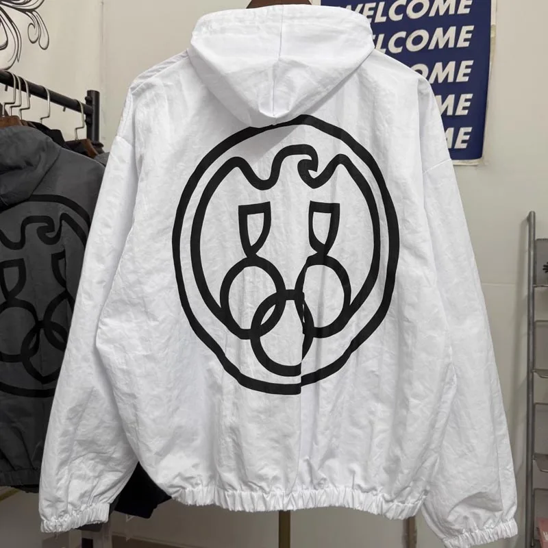 

High-quality Daily Leisure KANYE WEST Sunscreen Jacket High Street Trend Loose Print Kanye West Waterproof Nylon Jackets