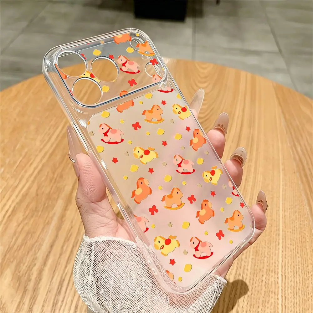 Pony pattern transparent phone case suitable for iPhone 17 16 15 14 13 12 11 Pro/Max/Plus anti drop and shockproof back cover