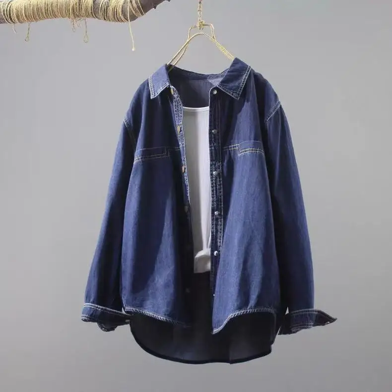 

Винтажные джинсовые рубашки и блузки 2026 года в японском стиле хараджуку, женские джинсовые рубашки, весенние джинсовые кардиганы, верхняя одежда