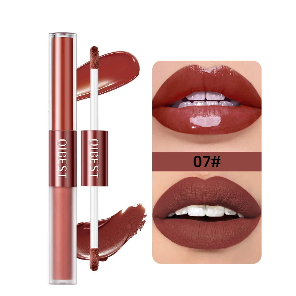 2 In 1 Stick High-quality Lip Makeup Matte Waterproof Long Lasting Permanent Lipstick Lipstick Double End Mirror Lip Glaze Tint