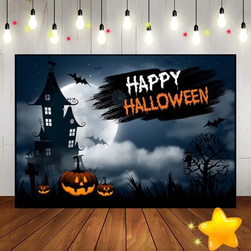 

Halloween Background Bloodstain Birthday Decoration Goblin Photography Backdrops Magic Witches Baby Shower Dense Fog Photo Witch