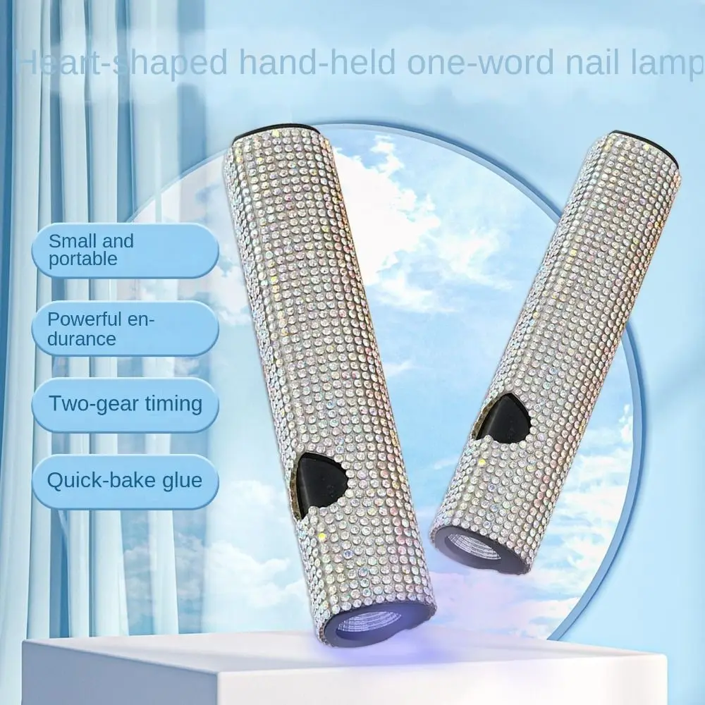 Luxury USB Nail Dryer Machine Shiny Hand-held UV LED Nail Lamp Rhinestones Efficient Curing Mini Flashlight Pen False Nail