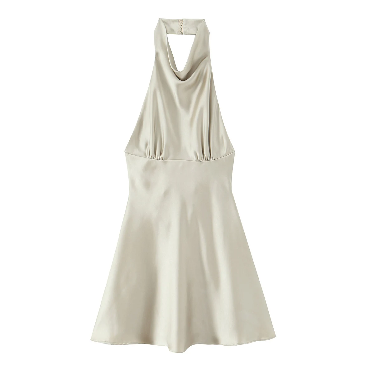 여름 블랙 새틴 홀터 백리스 드레스 여성용 보우 밴디지 슬림 미니 드레스