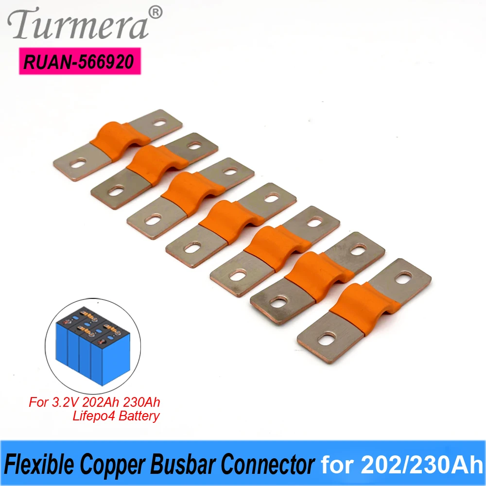 

Turmera 20Piece 12V Lifepo4 Battery Flexible Busbar Copper Connecter Hole to Hole 56mm 2mm 400A for 202Ah 230Ah Lifepo4 Battery