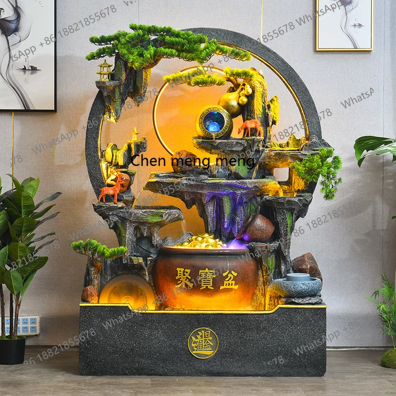 

Large rockery flowing water fountain ornament floor feng shui wheel circulation, living room entrance, humidification decoration
