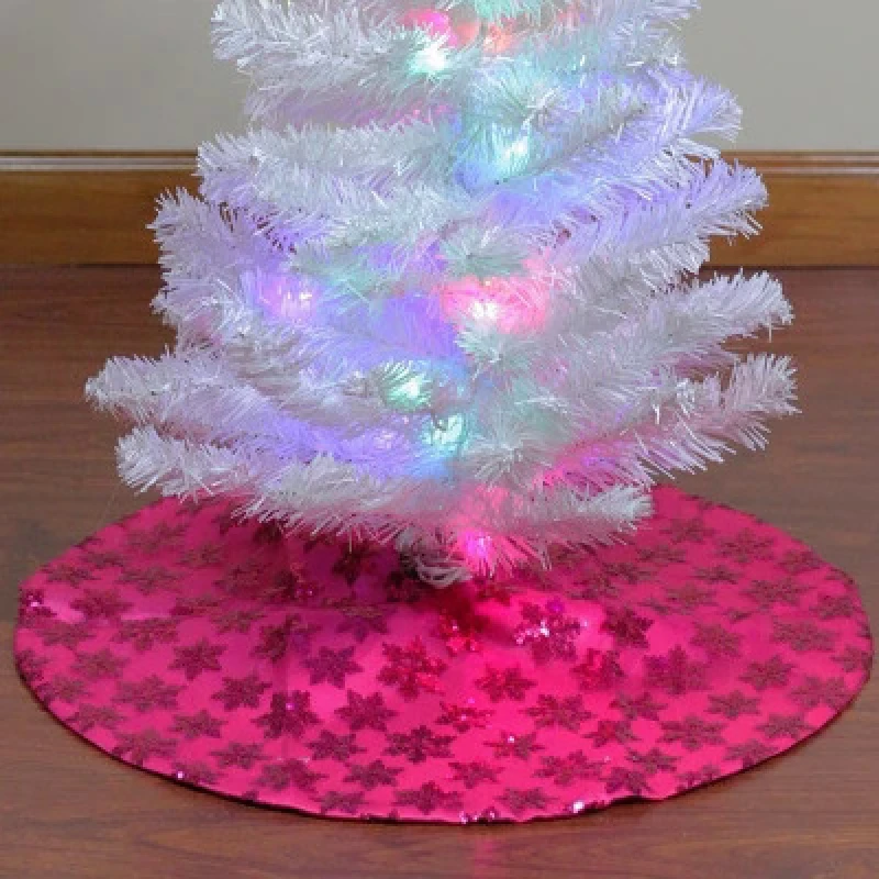 

20-inch pink sequined snowflake mini Christmas tree skirt