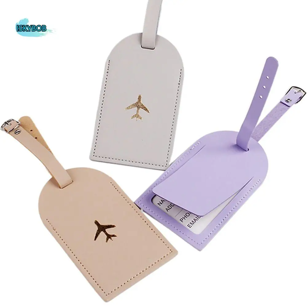 

Colorful PU Luggage Tag Airplane Suitcase Tag Travel Accessories Baggage Name Tags Boarding Pass Address Label Information Card