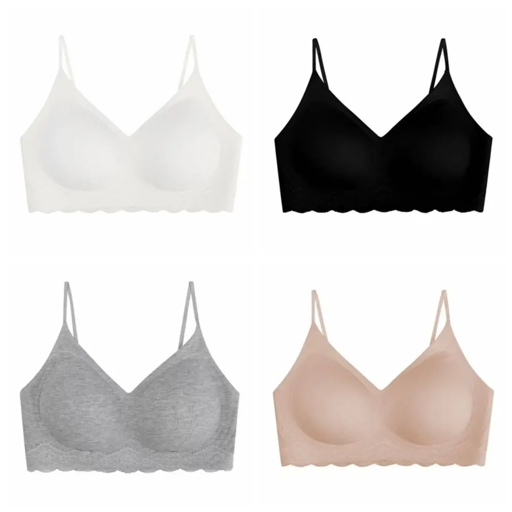 Simple Deep V Lace Wireless Bra Shockproof Push Up Underwear for Women Anti-sagging Lingerie Seamless Bra Gifts