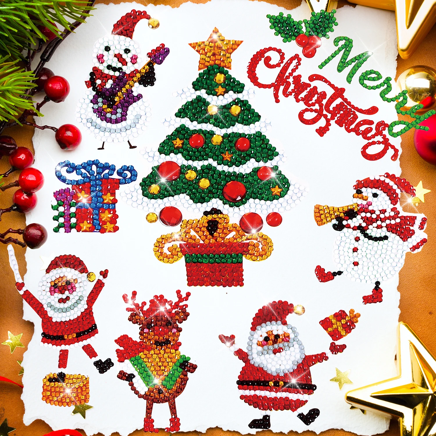 

New Diamond Painting Christmas Day Material Pack Sticker, Handmade DIY Cartoon Puzzle Girl Boy Toy