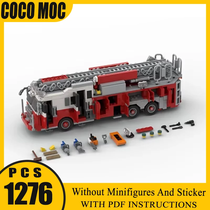 New York Fire Brigade Ladder 102 Express Model Moc Building Blocks Car Series Technology Bricks Brand-name Vehicle DIY Toys