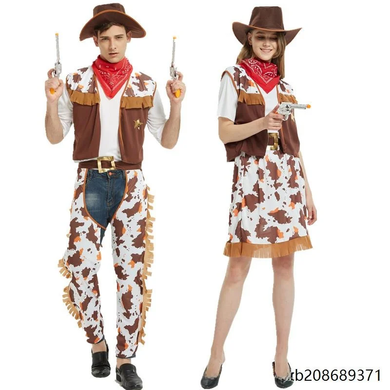Fsia de Cowboy Ocidental para Adultos, Fsia de loween, Cosplay, Roupas para Apresentações e Performances de Palco