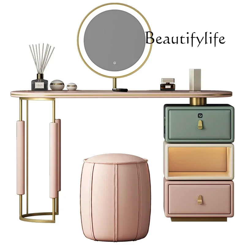 

Dresser Bedroom Modern Simple Storage Cabinet Locker Integrated Light Luxury Makeup Mirror Makeup Table