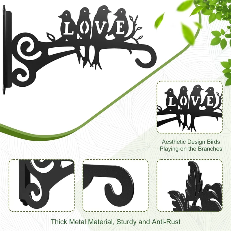 A04G-Hanging Plant Bracket 10 Inch Metal- Aesthetic Beautiful Bird Pattern Plant Hangers For Indoor And Outdoor