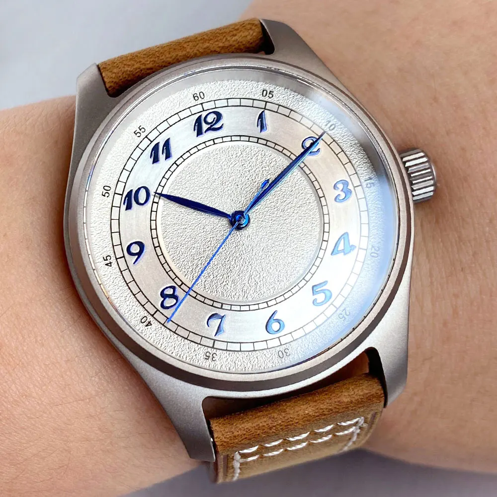 Titanium White Frosted Matte Retro 39mm Pilot Watch 200m Waterproof Sapphire Crystal Glass Automatic NH35A PT5000 Men Watches