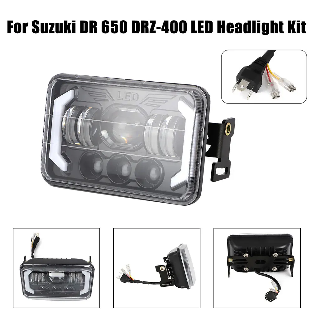 For Suzuki DRZ 400 DR 650 For Honda 6000-6500K Plug and play Motorcycle LED Headlight with Bracket Kit