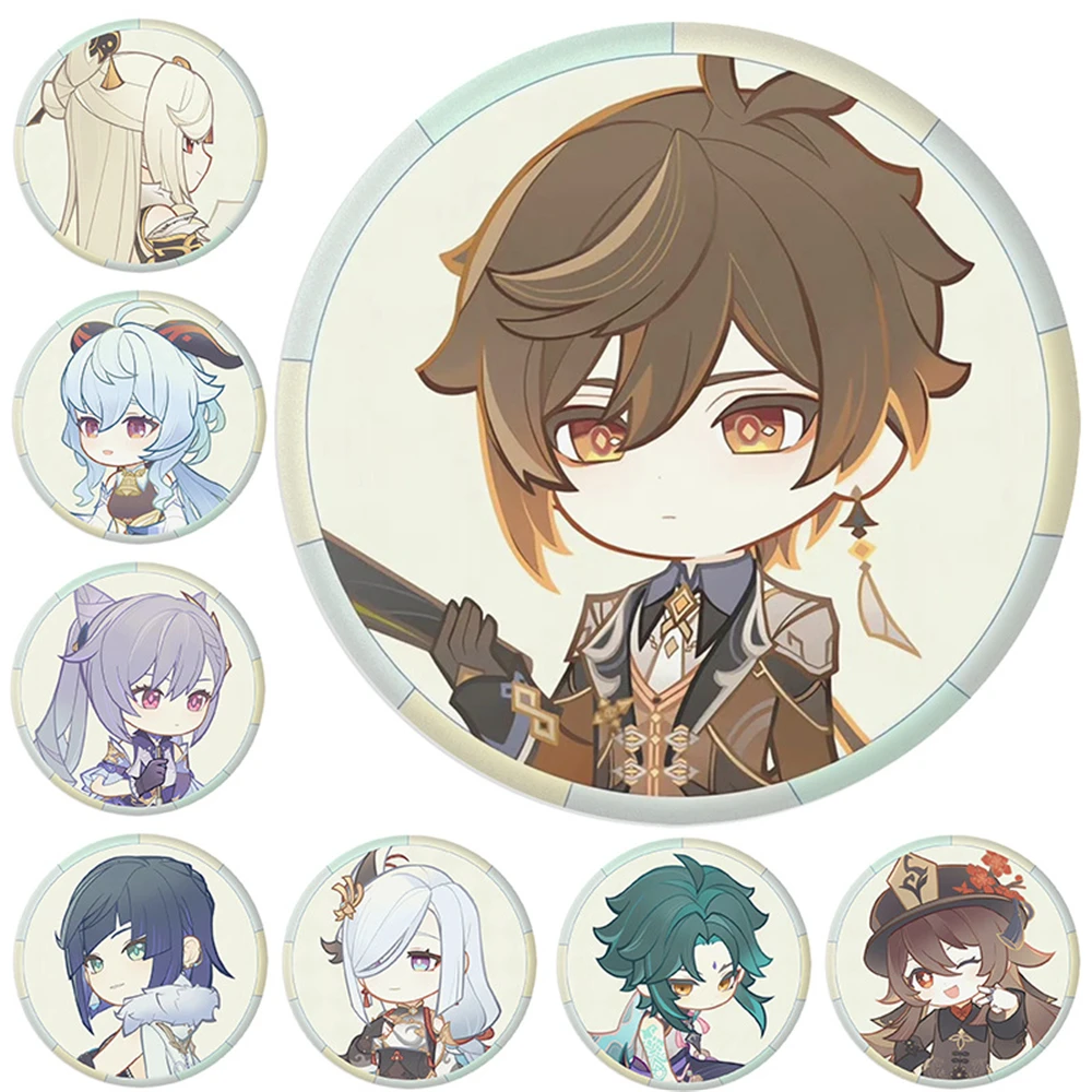 Game Genshin Impact Chibi Mondstadt Liyue Buer Nahida Cosplay Costume Badge Pin SPTE Tinplate Brooch Prop Xmas Gift