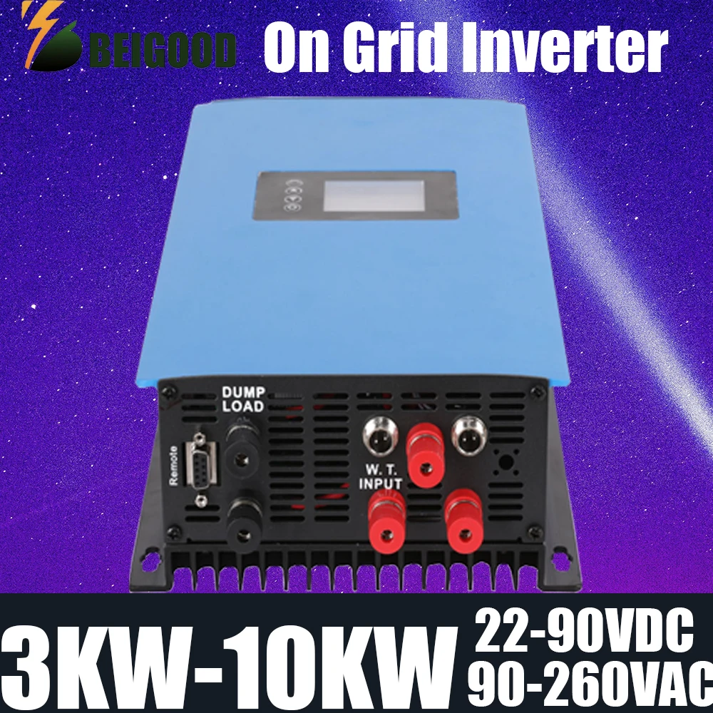 

Wind Power Grid Tie Inverter 5000W Pure Sine Wave MPPT with Limiter WiFi for 3 Phase 48V Wind Turbine Generator DC45-90V AC230V