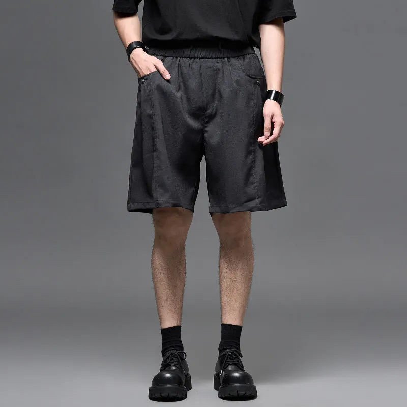 Simple Fashion Summer Thickness Minimalist British Men Straight Loose Cropped Casual Men's Shorts Suit Pants