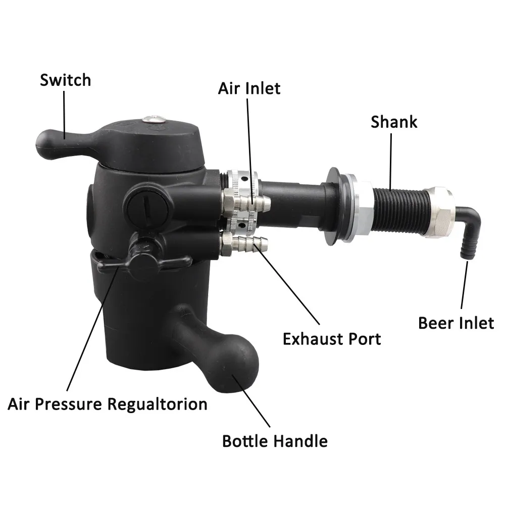 Counter Pressure Beer Bottle Filler, No-Foam, Beer Tap De-Foaming para 28mm Garrafa PET, Homebrew Tap Dispositivo Dispensador