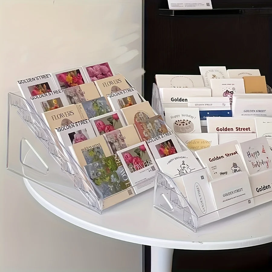 3-7 Tier Clear Acrylic Collector Card Display Stand Rack Shelf , Suitable for Flower Shops And Gift Stores, Home Decor