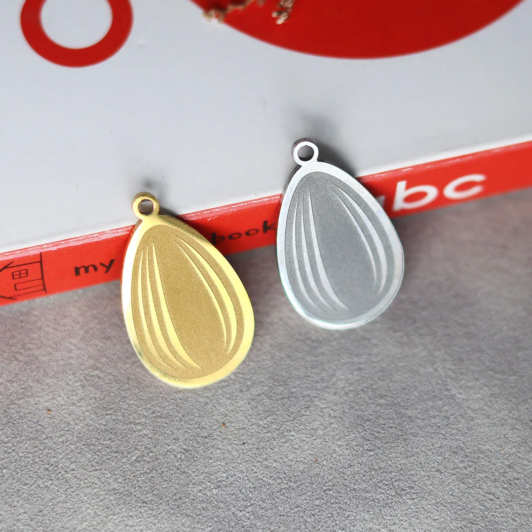 2pcs/Lot Cute little melon seed pendant  Stainless Steel  Card Charm for Jewelry Making Handmade DIY