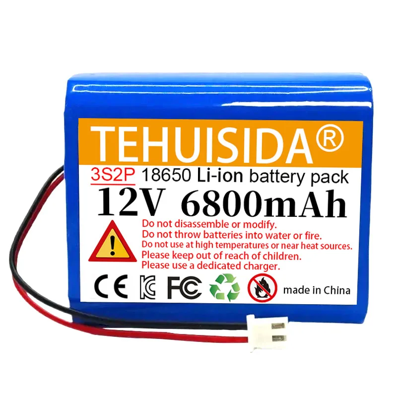 Paquete de batería de iones de litio 3S2P 11,1 V 6800mAh 18650 para lámpara LED CCTV luz de respaldo Powe Monitor de cámara batería de repuesto batería de 12V