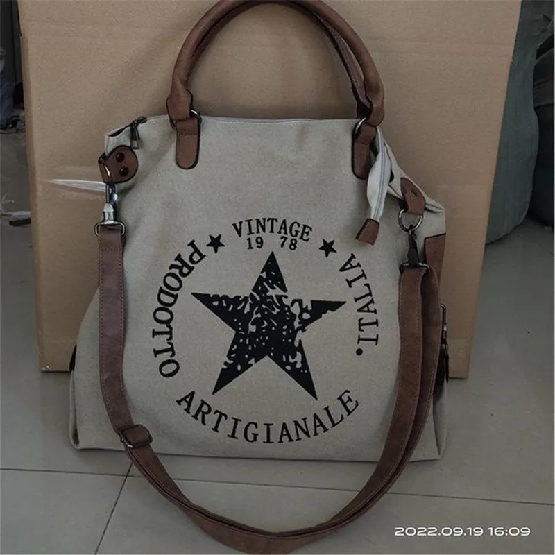 2022 High Quality Women Printed Letters Canvas Shoulder Bags Large Size Multifunctional Travel Totes Khaki Bags Drop Shipping