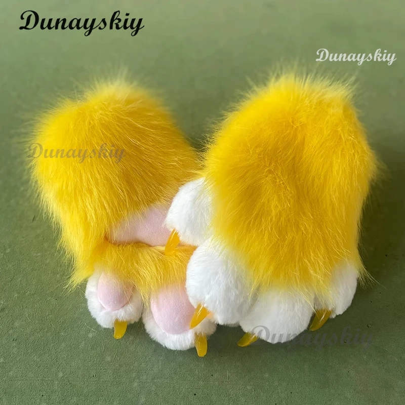Kigurumi漫画ぬいぐるみ猫コスプレコスチューム、ハロウィーンの毛皮のスーツ、猫の足、爪の虎の爪、完全な指、ミトンの物語