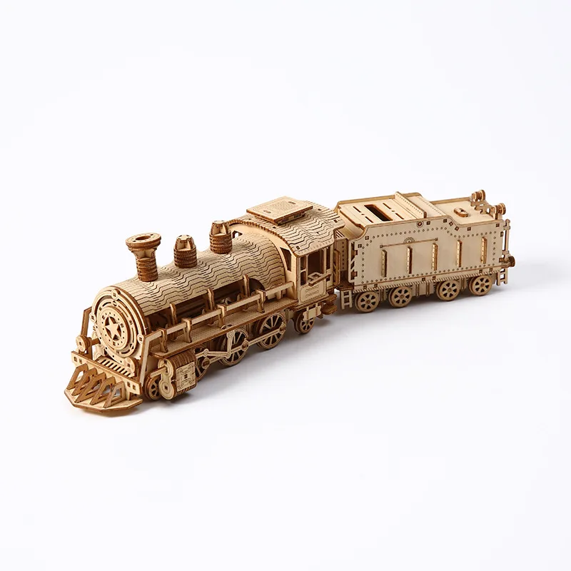 

3D Wooden Puzzle Mechanical Train Unique Gift on Birthday Christmas Day Model Kits Brain Teaser Puzzles Vehicle Building Kits