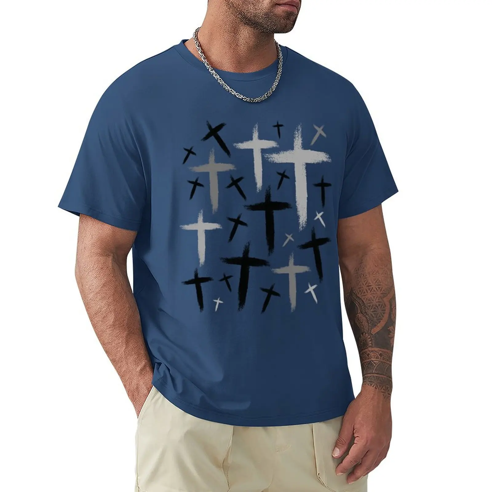 Cool Christian Gray Cross pattern T-shirt plus size tops plain new edition men t shirt