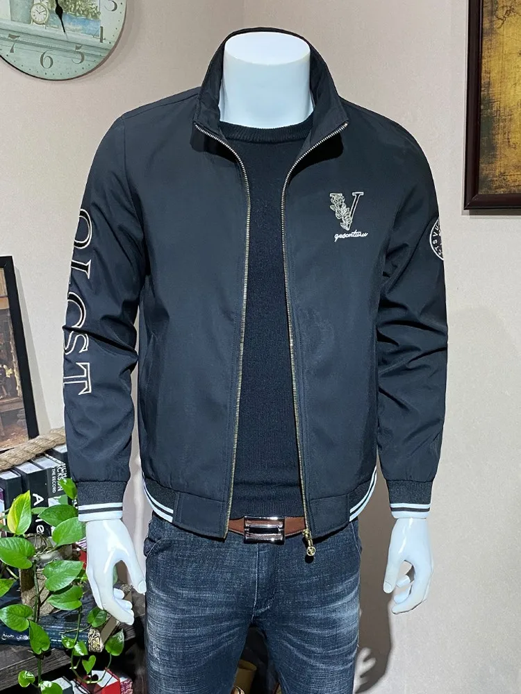

Heavy Embroidery Jaet Men's Stand Collar Spring Autumn Casual Baseball Sle Faionable Top Men's Jaet Trendy