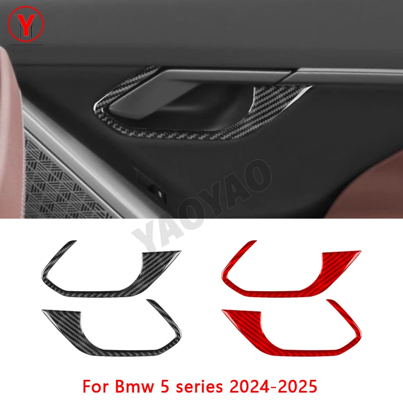 

For BMW 5 Series i5 G60/G68 BEV 2024 2025 Real Carbon Fiber Car Accessories Rear Door Handle Frame Decorative Cover Soft Sticker