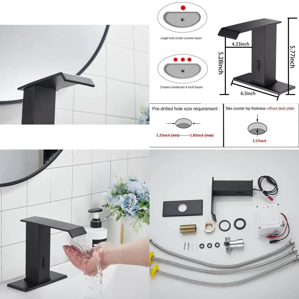

Бесконтактный сенсорный смеситель постоянного тока с матовой черной отделкой для туалетных раковин