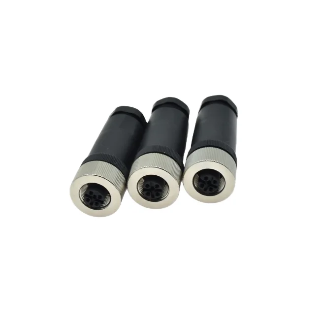 M12 Male Female Connector Field Wireable Plug 4 Pin 8 Pin A-Coded Plastic PA66 Housing PG7 PG9 Cable Gland Sensor