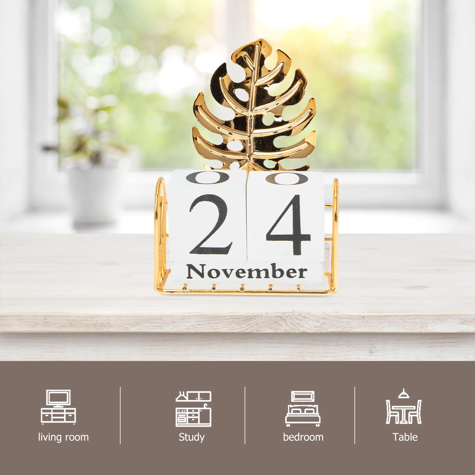 

Wooden Perpetual Desk Calendar Block Classic Month Date Display Vintage Decorative Calendar for Home Office Cafe Restaurant