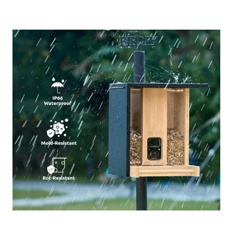 

Solid Wood Bird Feeder Automatic Feeder Visual Birdwatcher Smart Bird Feeder with Camera