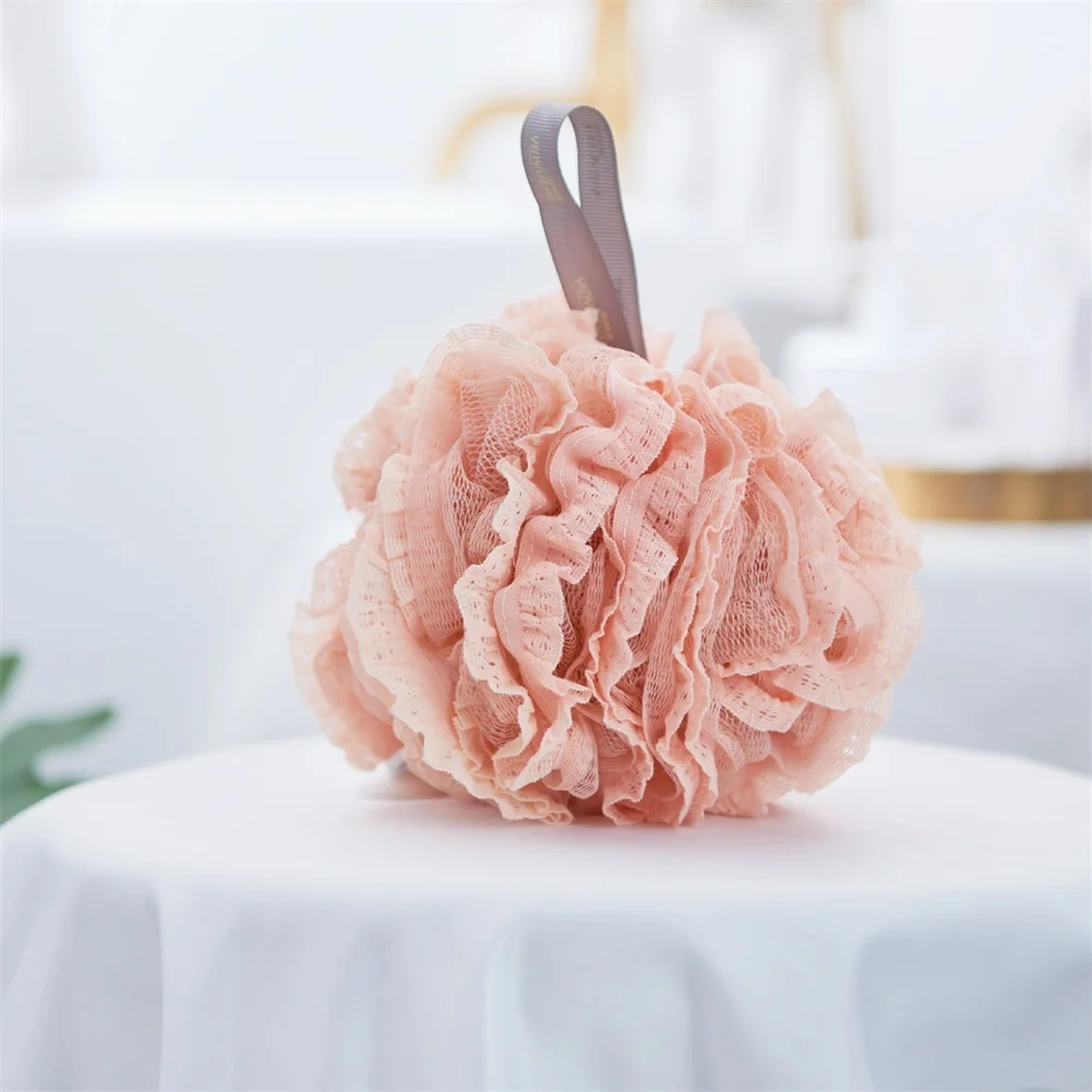 Bath Ball Lace Mesh Soap Sponge Exfoliating Large Body Scrubber Foaming Net Brush Puff Mesh Shower Soft Bath Flower Bathroom