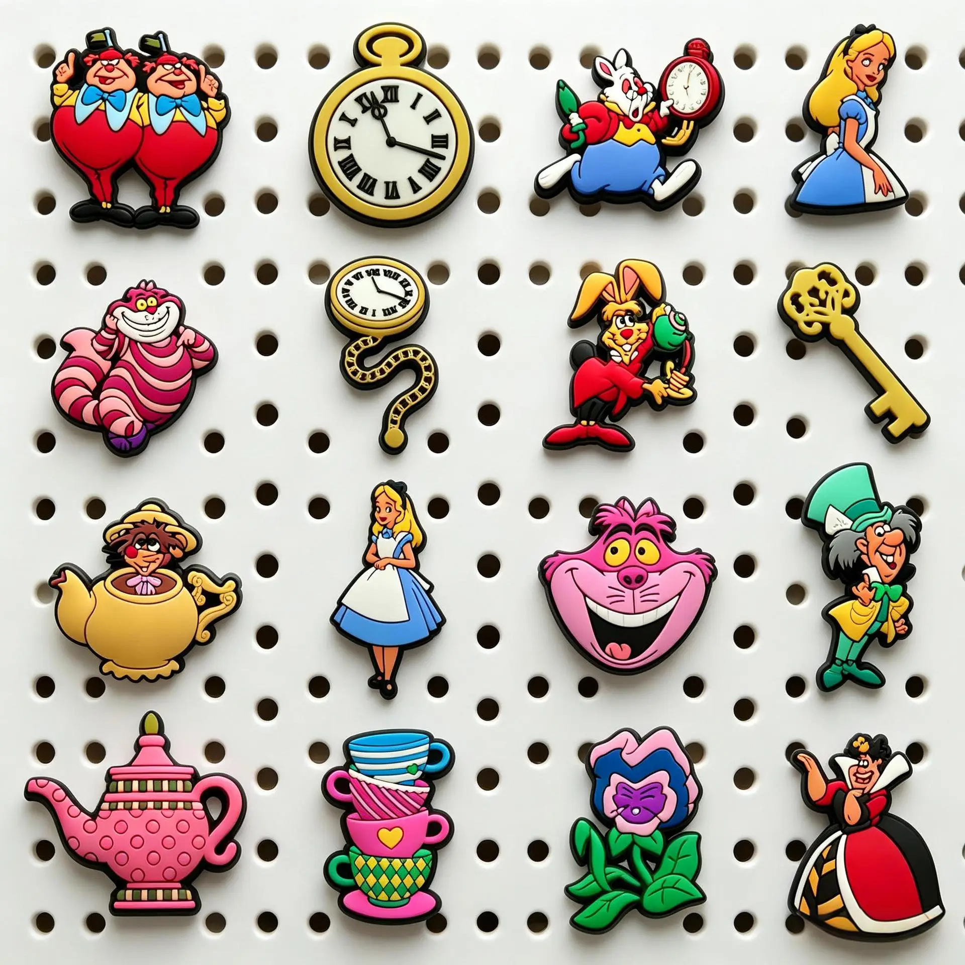 16Pcs Set New Cartoon Cute Alice In Wonderland Soft PVC Shoe Charms For Slides Sandals DIY Custom Accessories Shoe Inserts Clips