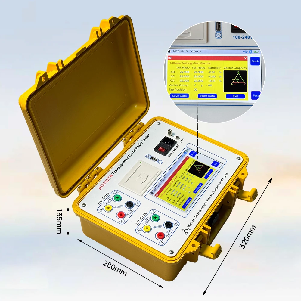 Portable TTR Transformer Turns Ratio Tester With Storage 100 test Data Function Touch Screen Neutral Point Muti-Language Choose