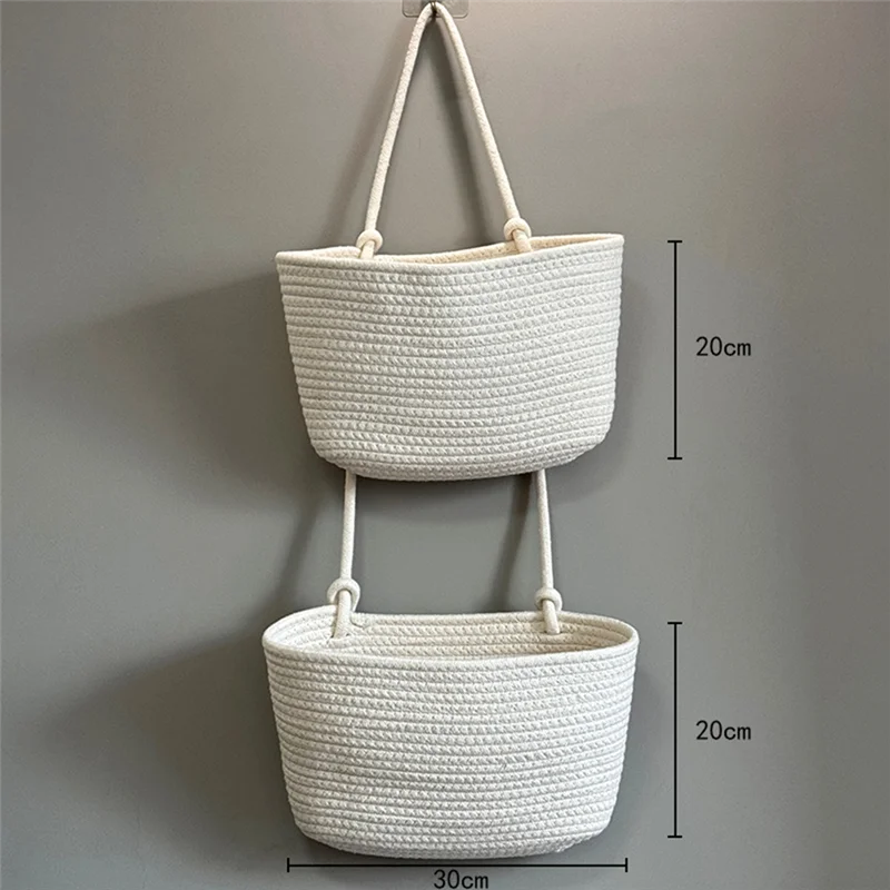 ABZV-Wall-Mounted Woven Basket Household Storage Basket, Three-Layer Hanging Design For Home Use, Eco-Friendly Material