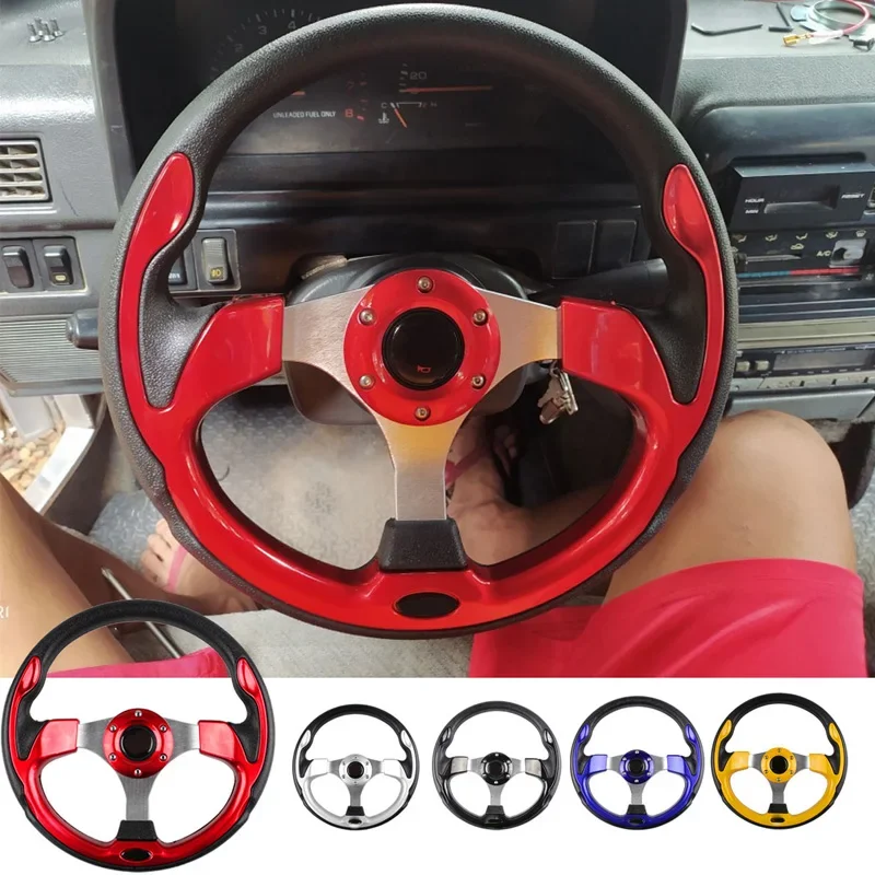 Universal Car Steering wheel Aluminum Leather 320mm/13 inch Racing Sport Steering Wheels With Horn and Logo