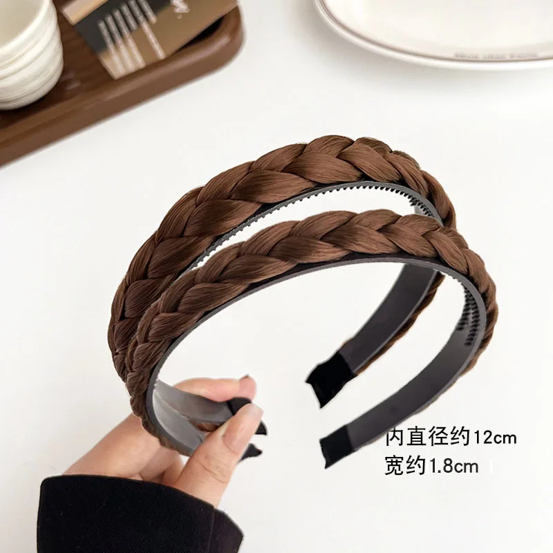 2pc Vintage Perücke Twists Braid Haarband mit Zahn Anti-skid Haar Bands für Frauen Mädchen Koreanische Retro Stirnband zubehör – Detail 5