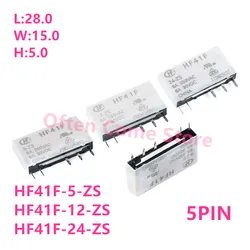 5Pcs New HF Relay HF41F -005-ZS HF41F-012-ZS HF41F-024-ZS HF41F 5V 12V 24V ZST 5PIN 6A 5V 12V 24V Industrial relay