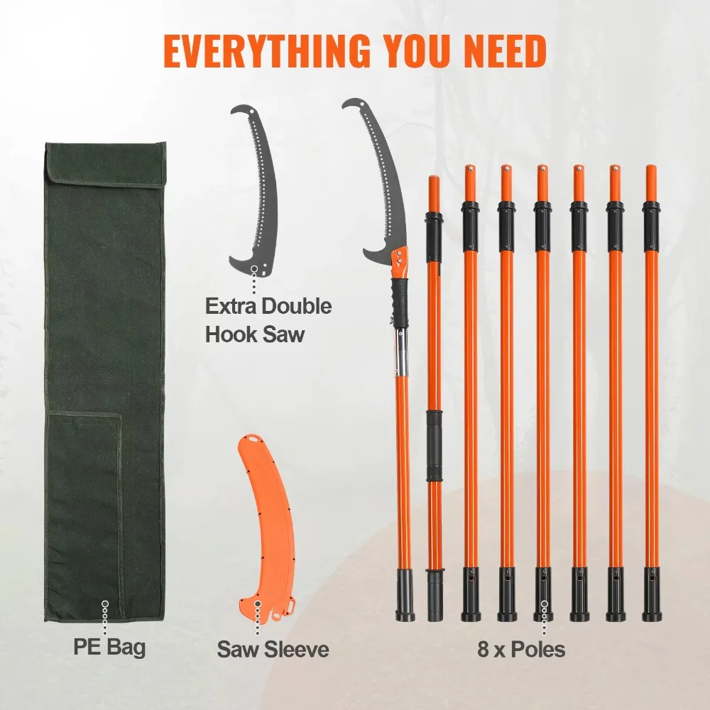 SIHAO Manual Pole Saw with Lightweight Aluminum Alloy Handle Extendable Tree Pruner Sharp Steel Blade for Branches Trimming