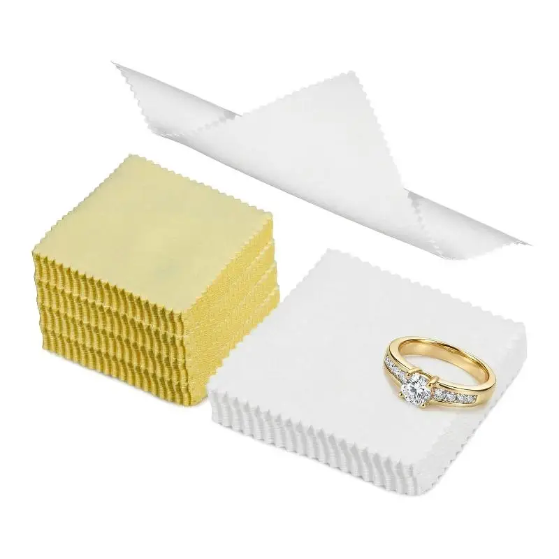 50pcs Silver Polishing Cloth Soft Durable Jewelry Cleaner for Rings Watches Coins Bracelets Family or Retail Use