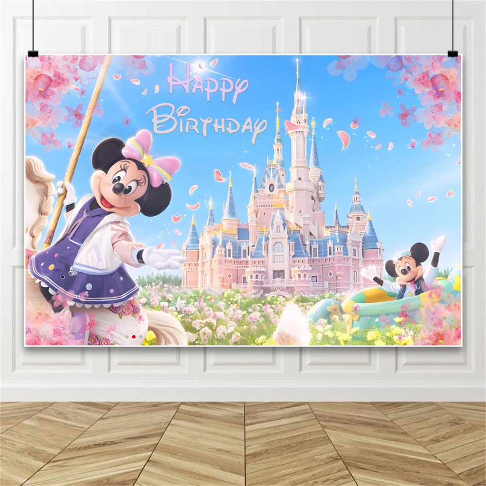 Disneyland Mickey Background Photography Baby Shower Photo Backdrop Birthday Party Decoration Props Supplies Studio Celebrate